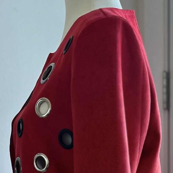 Michael Phillips Zoe Vivid Red Faux-Suede Grommet Open Coat w/ Pockets – US XS - Picture 5 of 12